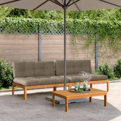 Canap&eacute;s centraux palette de jardin et coussins 2pcs bois acacia