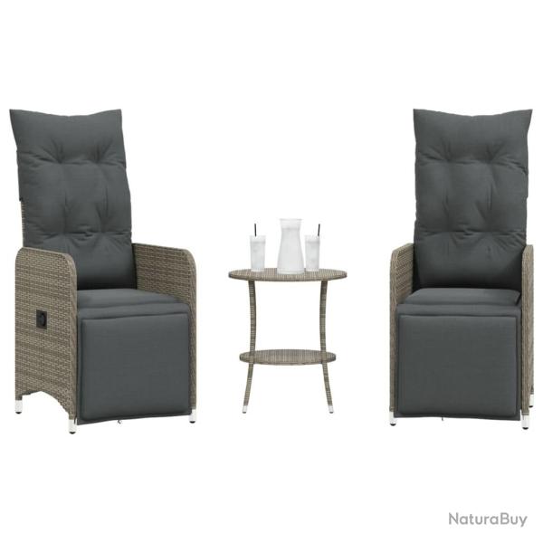 Chaises inclinables de jardin lot de 2 et table r�sine tress�e