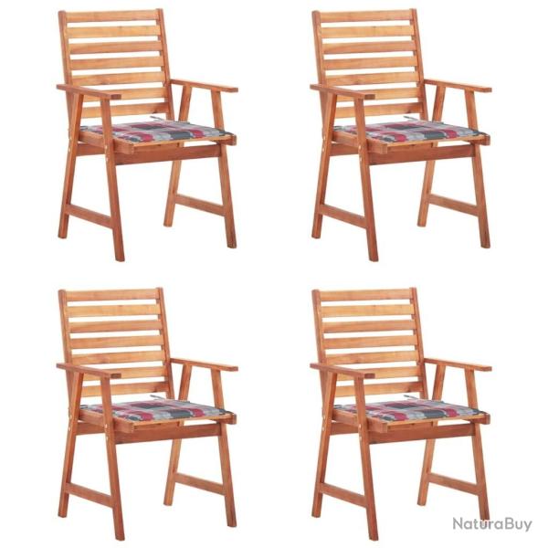 Chaises  manger d'extrieur lot de 4 et coussins Acacia massif