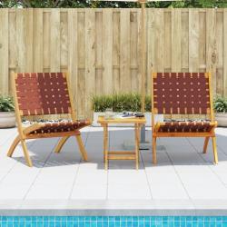 Chaises pliables de jardin lot de 2 et table rouge bois massif