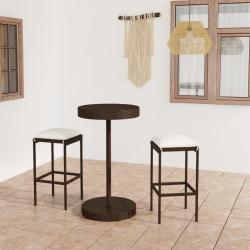 Ensemble de bar de jardin 3pcs coussins R&eacute;sine tress&eacute;e Marron