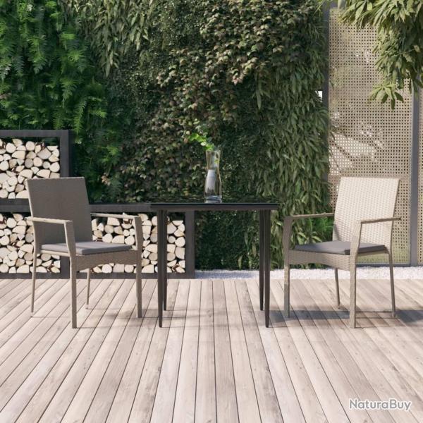 Ensemble � manger jardin 3pcs avec coussins noir et gris