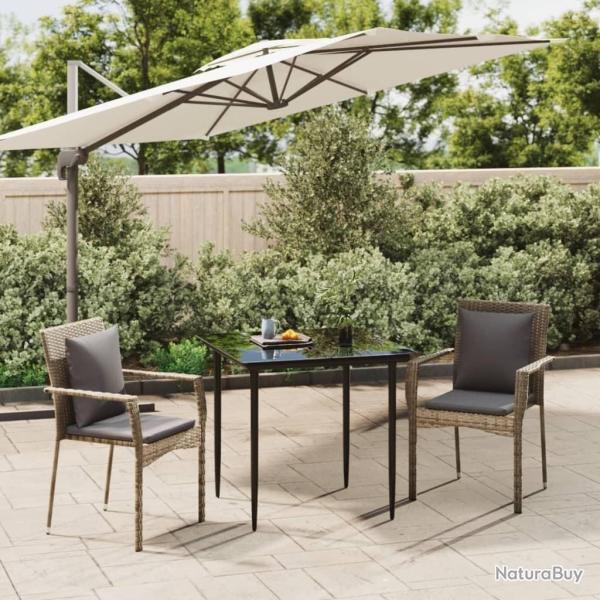 Ensemble � manger jardin 3pcs avec coussins noir et gris