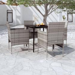 Ensemble &agrave; manger de jardin et coussins 5pcs Gris/noir