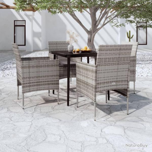 Ensemble � manger de jardin et coussins 5pcs Gris/noir