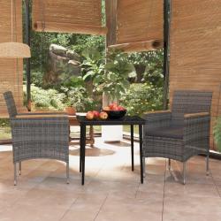 Ensemble &agrave; manger de jardin et coussins 3 pcs Gris et noir