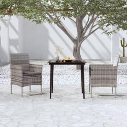 Ensemble &agrave; manger de jardin et coussins 3 pcs Gris et noir