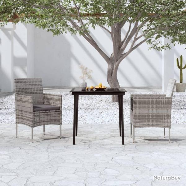 Ensemble � manger de jardin et coussins 3 pcs Gris et noir