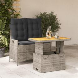 Ensemble &agrave; manger de jardin et coussins 2 pcs gris rotin