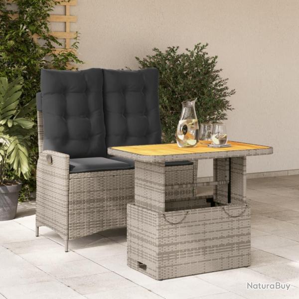Ensemble � manger de jardin et coussins 2 pcs gris rotin