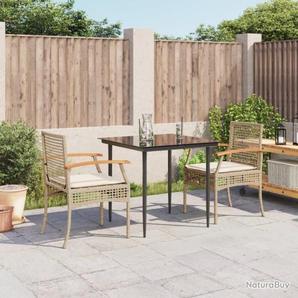 Ensemble � manger de jardin et coussins 3 pcs Beige poly rotin