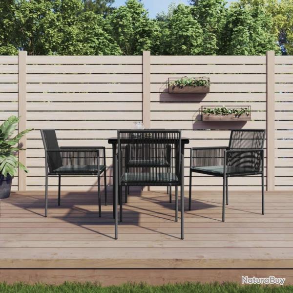 Ensemble � manger de jardin coussins 5pcs noir rotin et acier