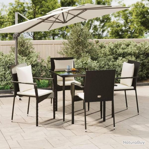 Ensemble � manger de jardin coussins 5pcs Noir R�sine tress�e