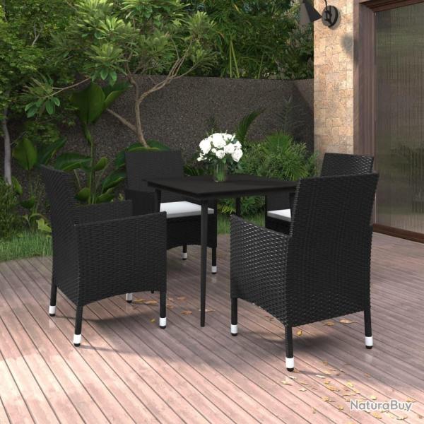 Ensemble � manger de jardin coussins 5 pcs R�sine tress�e Verre
