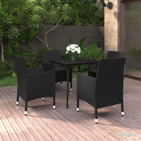 Ensemble � manger de jardin coussins 5 pcs R�sine tress�e Verre