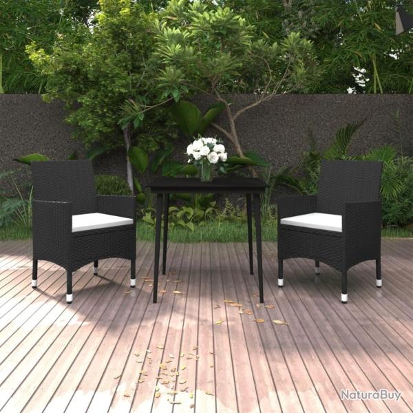 Ensemble � manger de jardin coussins 3 pcs R�sine tress�e Verre