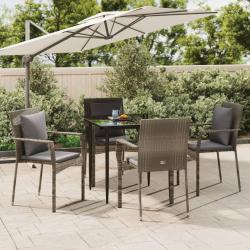 Ensemble &agrave; manger de jardin coussins 5 pcs noir et gris