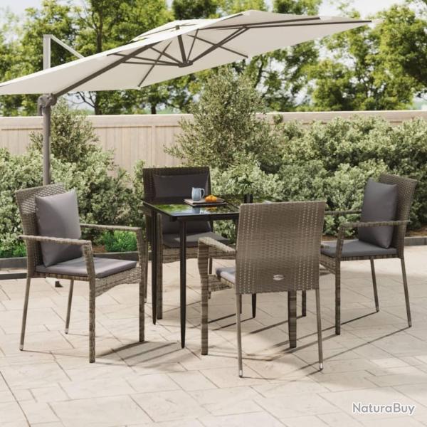 Ensemble � manger de jardin coussins 5 pcs noir et gris