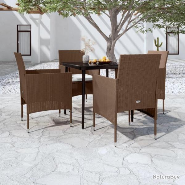 Ensemble � manger de jardin coussins 5 pcs Marron/noir