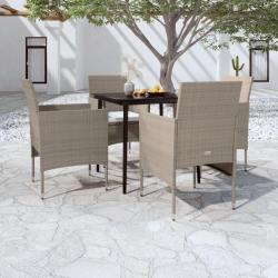Ensemble &agrave; manger de jardin coussins 5 pcs Beige/noir