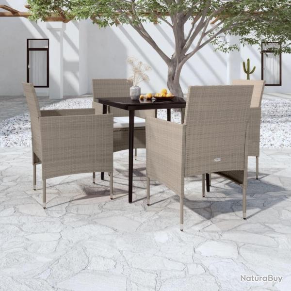 Ensemble � manger de jardin coussins 5 pcs Beige/noir