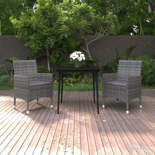 Ensemble � manger de jardin coussins 3 pcs R�sine tress�e Verre
