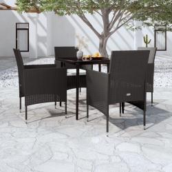 Ensemble &agrave; manger de jardin avec coussins 5 pcs Noir