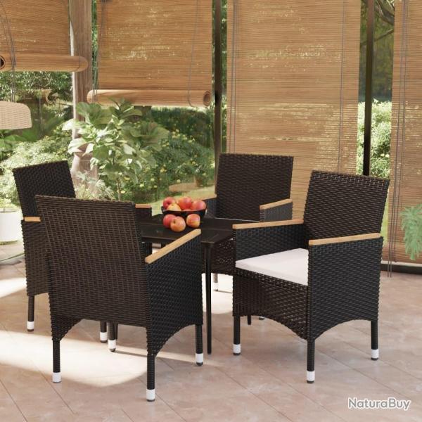 Ensemble � manger de jardin avec coussins 5 pcs Noir