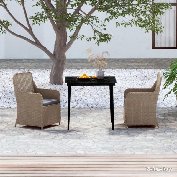 Ensemble � manger de jardin avec coussins 3 pcs marron