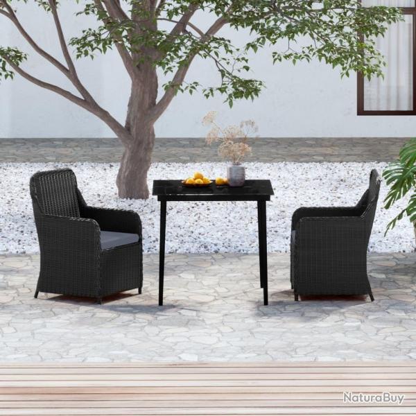 Ensemble � manger de jardin avec coussins 3 pcs noir