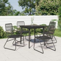 Ensemble &agrave; manger de jardin 5 pcs Noir Rotin PVC