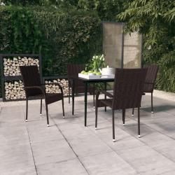 Ensemble &agrave; manger de jardin 5 pcs Marron et noir