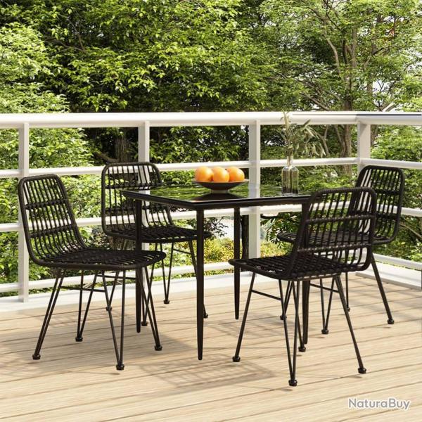Ensemble � manger de jardin 5 pcs Noir R�sine tress�e