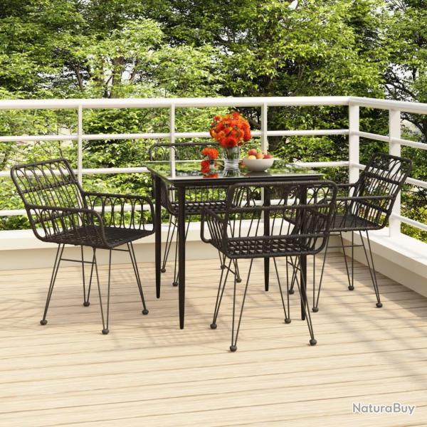Ensemble � manger de jardin 5 pcs Noir R�sine tress�e