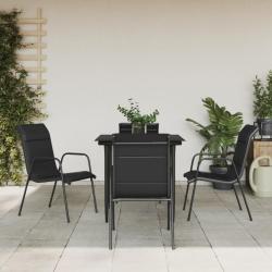 Ensemble &agrave; manger de jardin 5 pcs noir textil&egrave;ne et acier