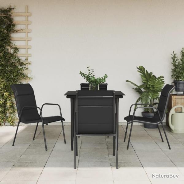 Ensemble � manger de jardin 5 pcs noir textil�ne et acier