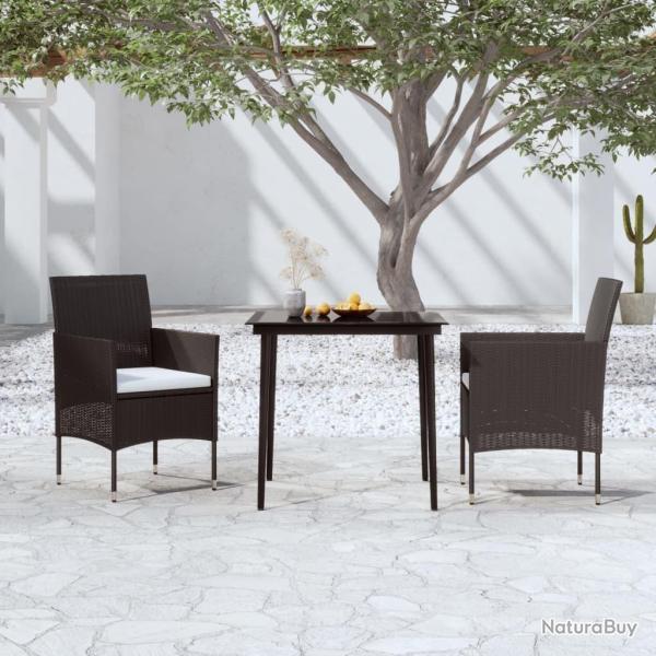 Ensemble � manger de jardin avec coussins 3 pcs noir