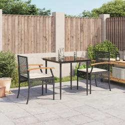 Ensemble &agrave; manger de jardin avec coussins 3 pcs Noir