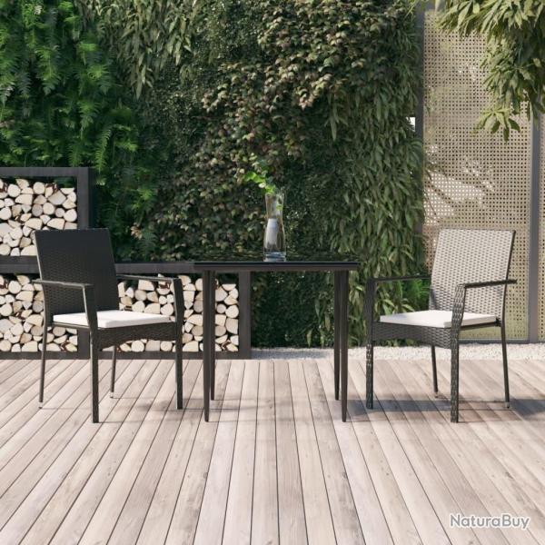 Ensemble � manger de jardin avec coussins 3 pcs Noir