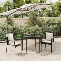 Ensemble &agrave; manger de jardin avec coussins 3 pcs Noir