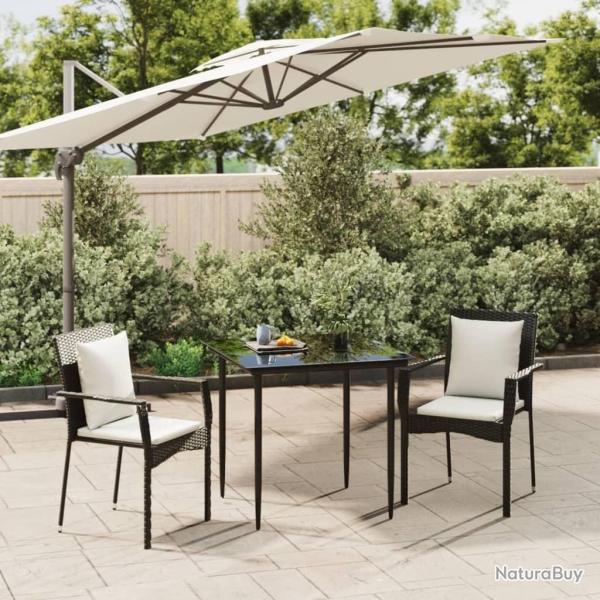 Ensemble � manger de jardin avec coussins 3 pcs Noir
