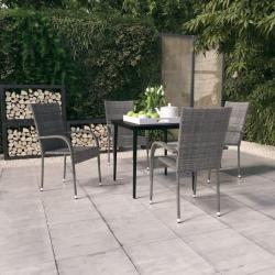 Ensemble &agrave; manger de jardin 5 pcs Gris et noir