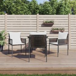 Ensemble &agrave; manger de jardin 5 pcs coussins r&eacute;sine tress&eacute;e acier