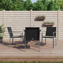 Ensemble &agrave; manger de jardin 5 pcs coussins r&eacute;sine tress&eacute;e acier