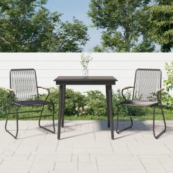 Ensemble &agrave; manger de jardin 3 pcs noir rotin PVC