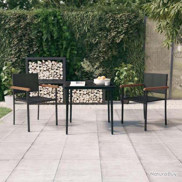 Ensemble  manger de jardin 3 pcs Noir