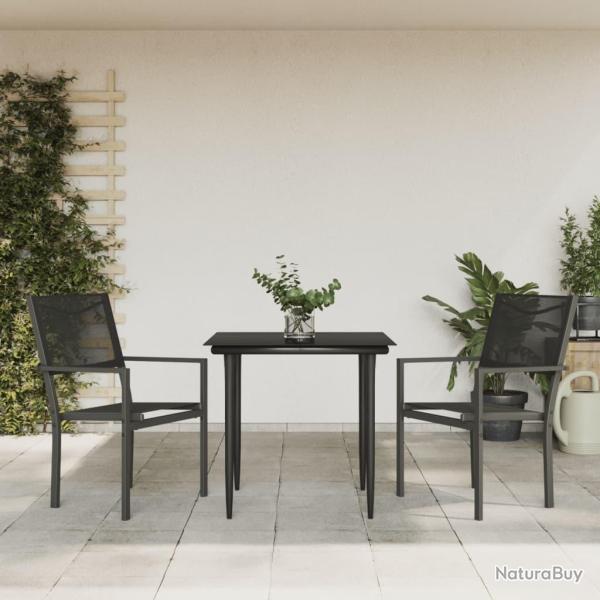 Ensemble � manger de jardin 3 pcs noir textil�ne et acier