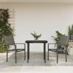 Ensemble &agrave; manger de jardin 3 pcs noir textil&egrave;ne et acier