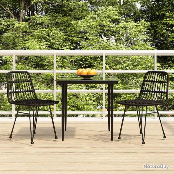Ensemble � manger de jardin 3 pcs Noir R�sine tress�e