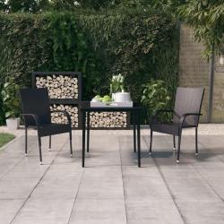 Ensemble &agrave; manger de jardin 3 pcs Noir